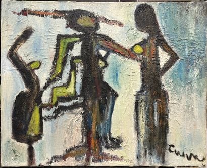 Daniel CUEVA (1951-1987) : PEOPLE. Oil on...