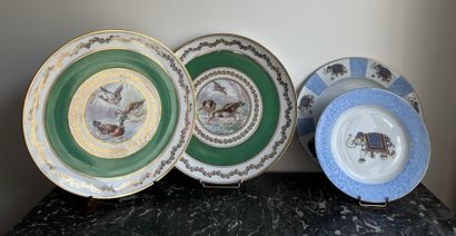 Limoges. Pair of large round porcelain dishes...
