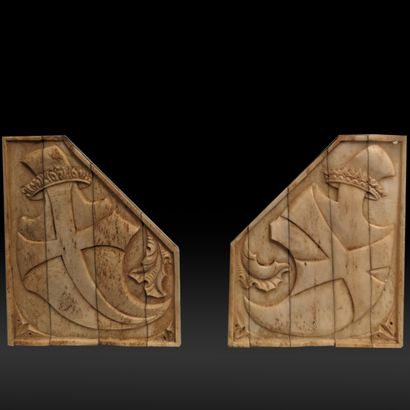 Pair of bookbinding plates in carved bone...