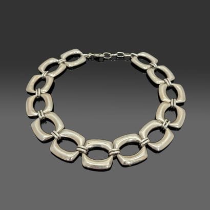 925 silver choker necklace with large square...