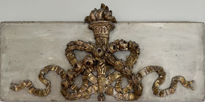 Two panels of carved gilded and cream lacquered...