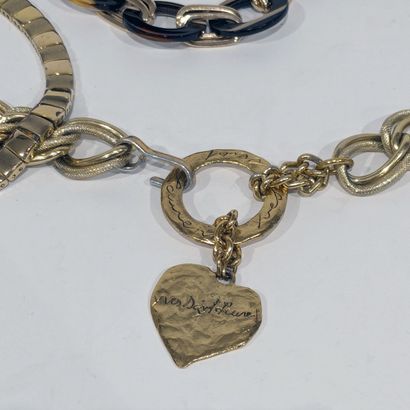 Set of costume jewelry in gold-plated metal:...