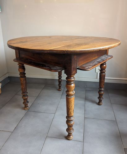 Suite of four chairs in natural wood, seat...