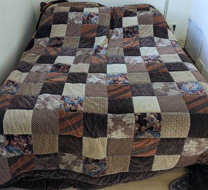 Velvet patchwork bedspread.