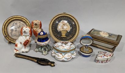 Trinkets : - pair of Stafordshire earthenware...