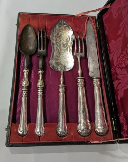 Set of silver-plated forks and spoons with...