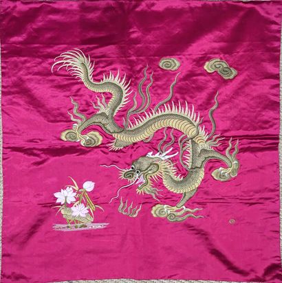 China, 20th century. Two square fuchsia pieces,...