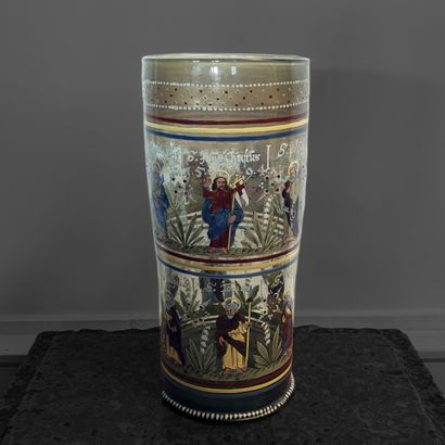 Smoked glass vidrecome with polychrome enamel...