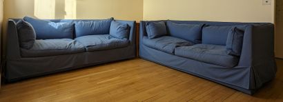 Pair of convertible sofas, upholstered in...