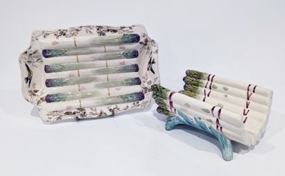 English earthenware asparagus dish with polychrome...