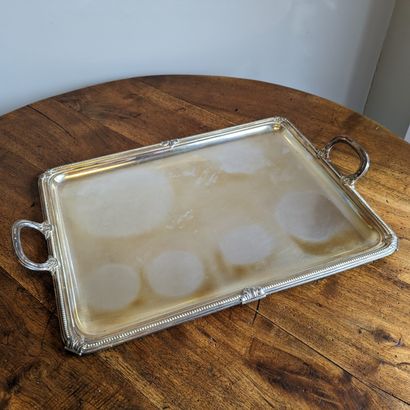Serving tray in silver-plated metal, the...