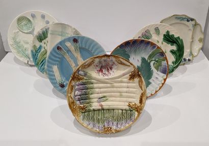 Set of seven earthenware asparagus plates...
