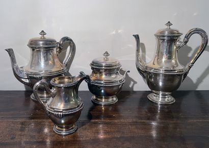 Silver-plated tea and coffee set with frieze...