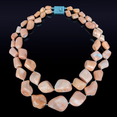 Necklace with two strands of irregular angel...