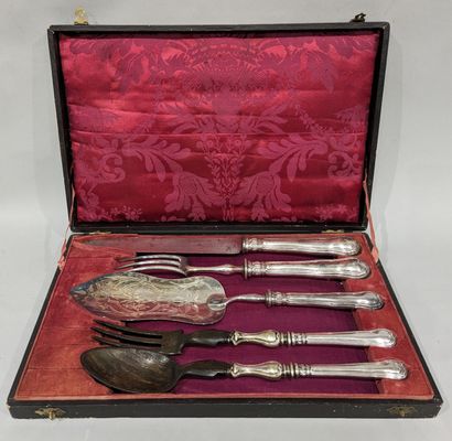 Set of silver-plated forks and spoons with...