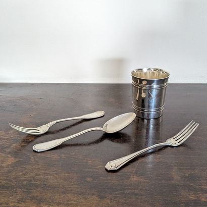 Silver (925) horn-neck tumbler, decorated...