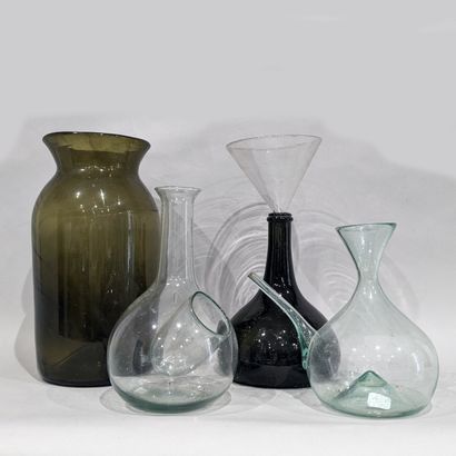 Antique blown glass set: - refreshment carafe....