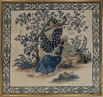 Deux peintures sur tissu figurant un potier...