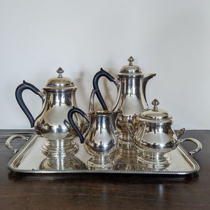 Tea and coffee set in silver-plated metal,...