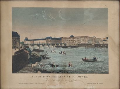 Paire de gravures en couleurs : Vue de l'Eglise...