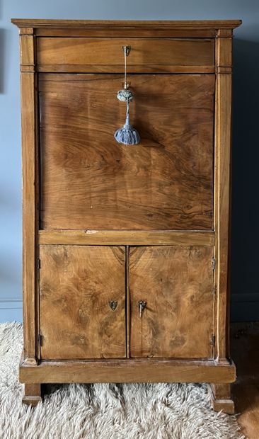Secretary desk in fruitwood with pilaster...