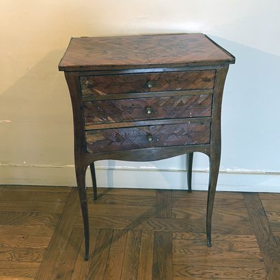 Table chiffonnière in veneer and inlaid with...