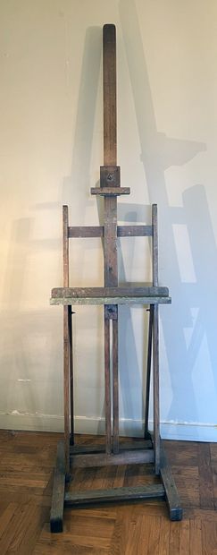 Painter's easel in oak. H. max 240 cm - L....