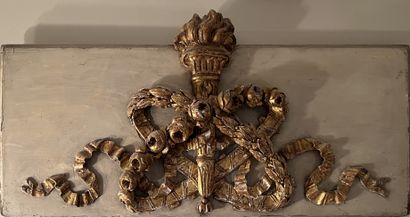Two panels of carved gilded and cream lacquered...