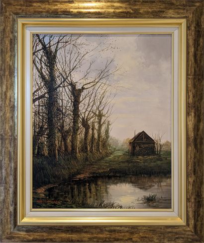 Raymond QUENCE (né en 1932) : CHAUMIERE DANS...