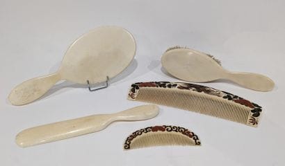 Set of toiletries in imitation ivory composition:...