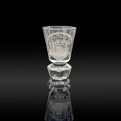 Crystal pedestal goblet, octagonal outer...
