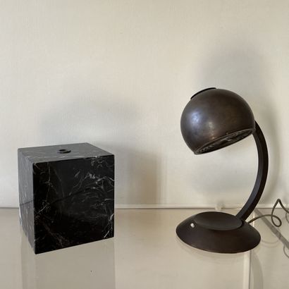 Desk lamp in copper-patinated metal, spherical...