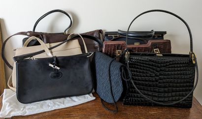Set of leather handbags, one Longchamp, one...