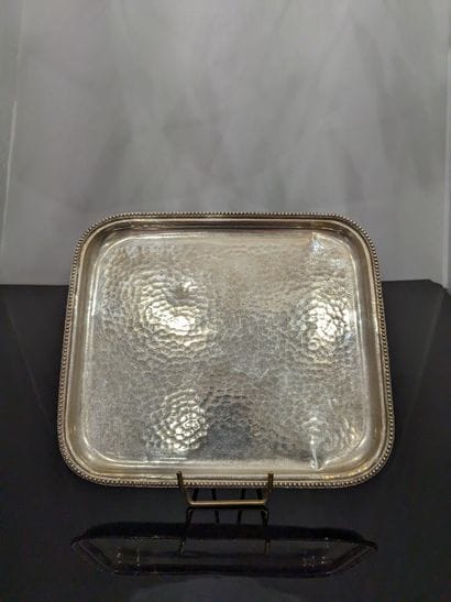 Rectangular silver-plated letter tray with...