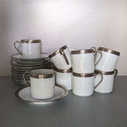 BERNARDEAU Limoges. Coffee set in white porcelain,...