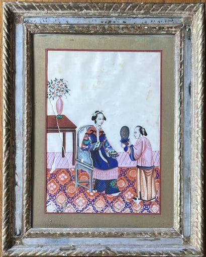 Paire de peintures chinoises sur papier de...