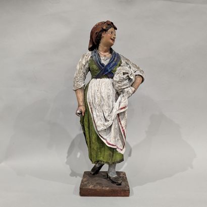Neapolitan polychrome painted papier-mâché...