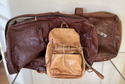 Two leather travel bags in used condition....