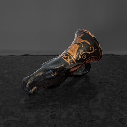 Rhyton vase in the shape of a donkey's head,...
