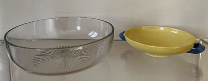 Large crystal goblet, the base with cut radiating...