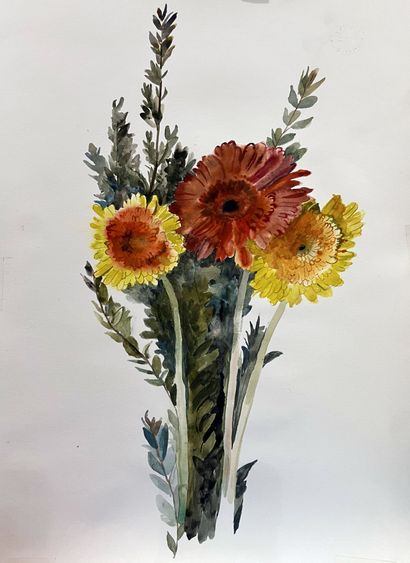 Janine JANET (1913-2000) : BOUQUETS DE FLEURS....