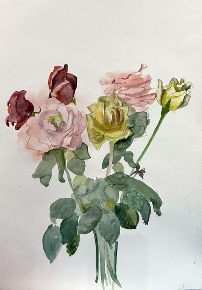 Janine JANET (1913-2000) : BOUQUETS DE FLEURS....
