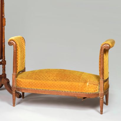 Petite banquette en acajou et placage d'acajou,...