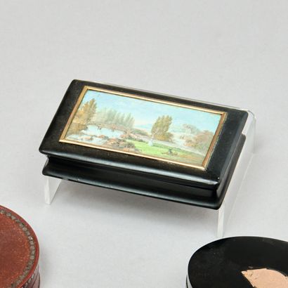Tabatière rectangulaire en écaille, le couvercle...