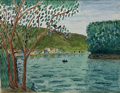 Elisée MACLET (1881-1962) : BORD DE RIVIERE....