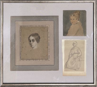 Ecole du XIXe siècle : PORTRAITS DE FEMMES....
