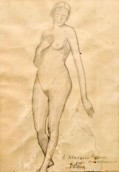 Maurice ESTEVE (1904-2001) : NU DEBOUT. Crayon,...