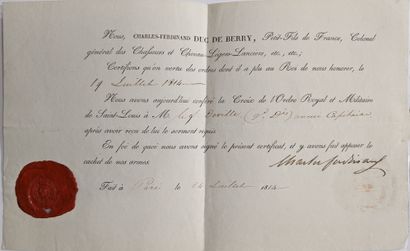 FRANCE. ORDRE MILITAIRE DE SAINT-LOUIS. Deux...
