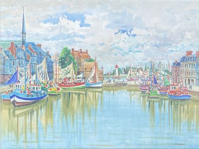 Jean MONNERET (né en 1922) : LE PORT DE HONFLEUR....
