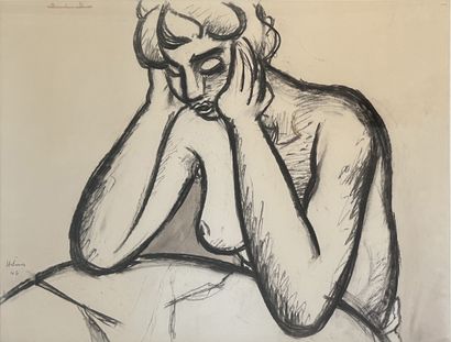 Jean HELION (1904-1987) : NU PENSIF ACCOUDE....